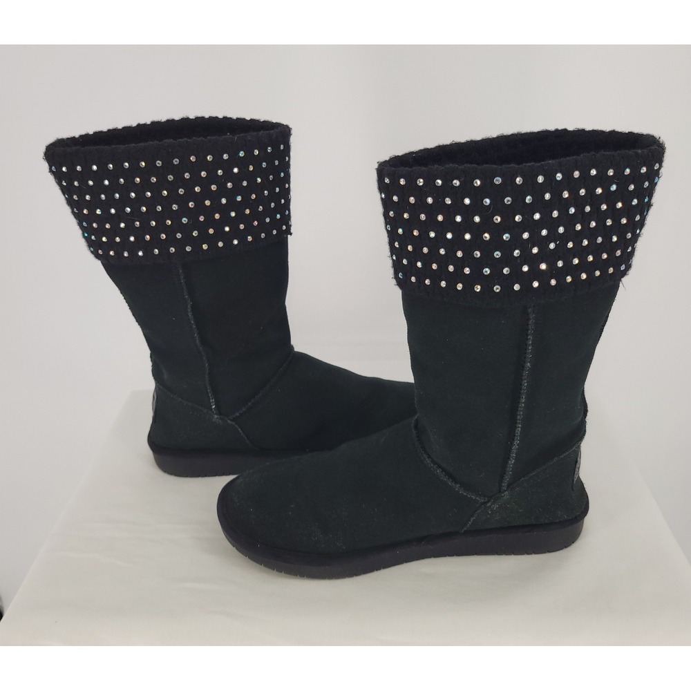 Skechers Australia Shelby Blk Suede Rhinestone Mid-Calf Winter/Snow Boots ~ 2014 - Picture 3 of 11